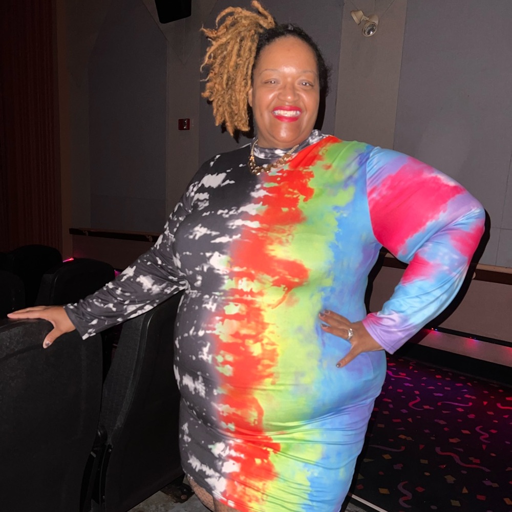 Long sleeve turtleneck dress Multicolored